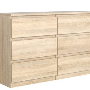 Komoda 6 szuflad 120cm dąb sonoma pojemna szafka do salonu sypialni 713732
