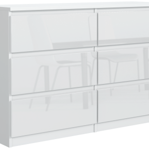 Komoda 6 szuflad 140cm biały front połysk pojemna szafka do salonu sypialni 713707
