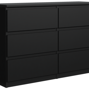 Komoda 6 szuflad 140cm czarna mat szafka do sypialni nowoczesna 713754