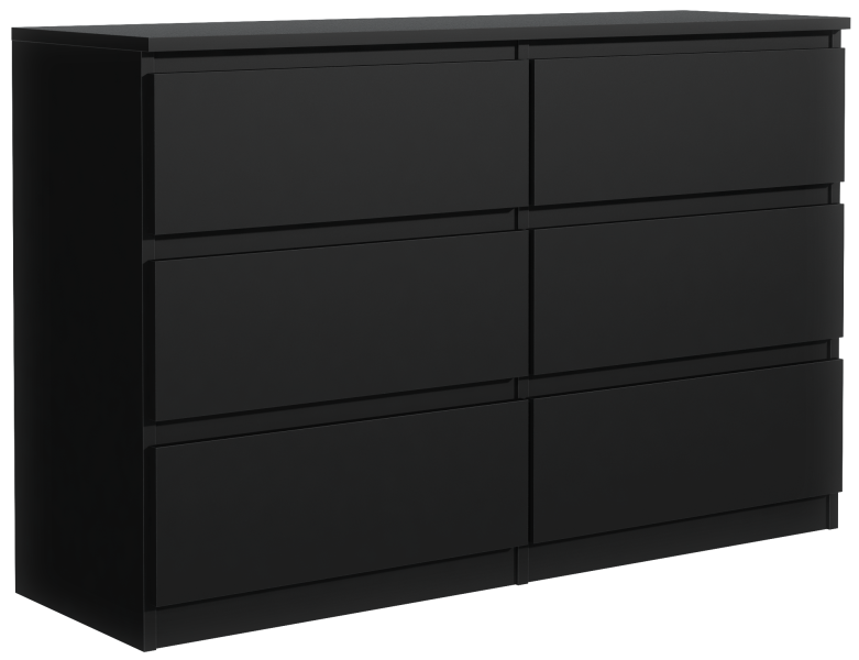 Komoda 6 szuflad 140cm czarna mat szafka do sypialni nowoczesna 713754