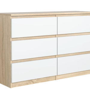 Komoda 6 szuflad 140cm dąb sonoma front biały szafka salonu sypialni 713698