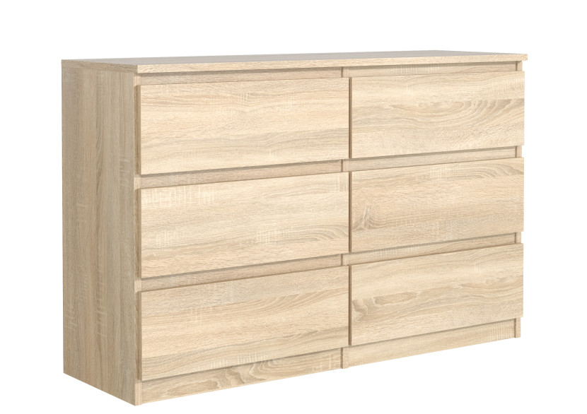 Komoda 6 szuflad 140cm dąb sonoma szafka do salonu sypialni 713759