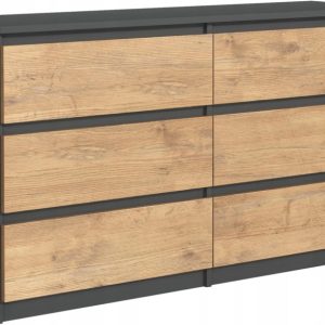 Komoda : 6 szuflad, Antracyt / dąb Lancelot, 120 x 78 x 39 cm 211001 Komoda : 6 szuflad, Antracyt / dąb Lancelot, 120 x 78 x 39 cm 211001