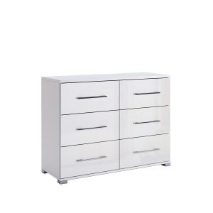 Komoda 6 szuflad Biała Sypialnia Salon na Połysk 300383 Komoda 6 szuflad Biała Sypialnia Salon na Połysk 300383