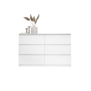 Komoda : 6 szuflad, biały / biały marmur, 120 x 78 x 39 cm 312939 Komoda : 6 szuflad, biały / biały marmur, 120 x 78 x 39 cm 312939