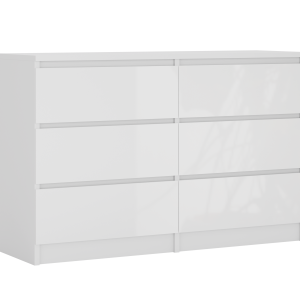Komoda : 6 szuflad, Biały Matowy / Biały Błyszczący, 120 x 78 x 39 cm 516592 Komoda : 6 szuflad, Biały Matowy / Biały Błyszczący, 120 x 78 x 39 cm 516592