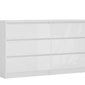 Komoda : 6 szuflad, Biały Matowy / Biały Błyszczący, 138 x 78 x 39 cm 519663 Komoda : 6 szuflad, Biały Matowy / Biały Błyszczący, 138 x 78 x 39 cm 519663