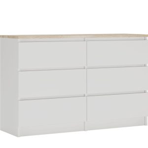 Komoda : 6 szuflad, Biały Matowy / blat Dąb Sonoma, 120 x 78 x 39 cm 211004 Komoda : 6 szuflad, Biały Matowy / blat Dąb Sonoma, 120 x 78 x 39 cm 211004