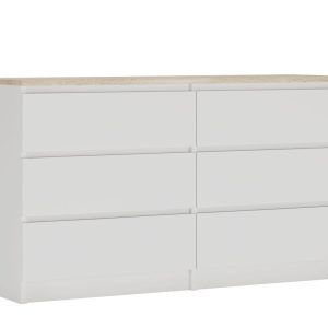 Komoda : 6 szuflad, Biały Matowy / Dąb Sonoma TOP, 138 x 78 x 39 cm 222539 Komoda : 6 szuflad, Biały Matowy / Dąb Sonoma TOP, 138 x 78 x 39 cm 222539