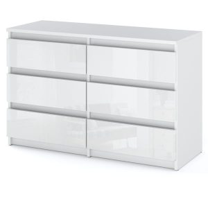 Komoda 6 szuflad biały połysk hugo szafka rtv salon 100cm 376258 Komoda 6 szuflad biały połysk hugo szafka rtv salon 100cm 376258