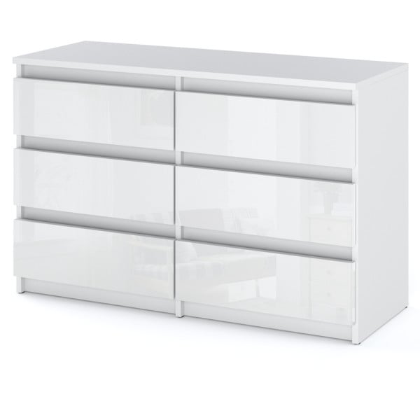 Komoda 6 szuflad biały połysk hugo szafka rtv salon 100cm 376258
