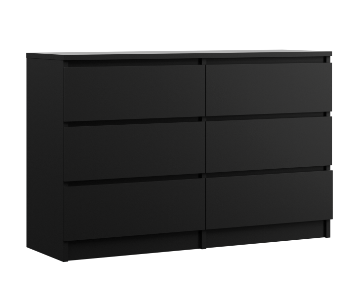 Komoda : 6 szuflad, Czarny Matowy, 120 x 78 x 39 cm 516590