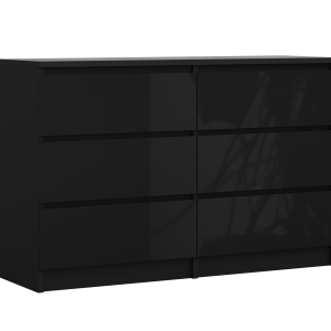 Komoda : 6 szuflad, Czarny Matowy / Czarny Połysk, 120 x 78 x 39 cm 516591 Komoda : 6 szuflad, Czarny Matowy / Czarny Połysk, 120 x 78 x 39 cm 516591