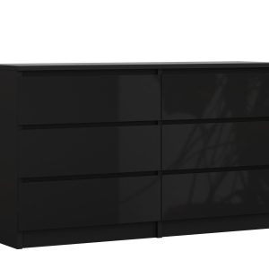 Komoda : 6 szuflad, Czarny Matowy / Czarny Połysk, 138 x 78 x 39 cm 519677 Komoda : 6 szuflad, Czarny Matowy / Czarny Połysk, 138 x 78 x 39 cm 519677