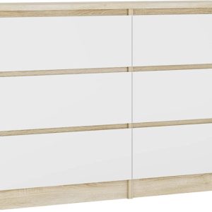 Komoda : 6 szuflad, Dąb Sonoma / Biały Matowy, 120 cm x 39 cm x 78 cm 101620 Komoda : 6 szuflad, Dąb Sonoma / Biały Matowy, 120 cm x 39 cm x 78 cm 101620