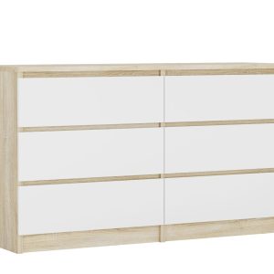 Komoda : 6 szuflad, Dąb Sonoma / Biały Matowy, 138 x 78 x 39 cm 222550 Komoda : 6 szuflad, Dąb Sonoma / Biały Matowy, 138 x 78 x 39 cm 222550