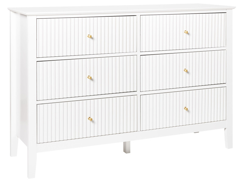 Komoda 6 szuflad MDF biała 384977