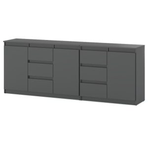 Komoda 6 szuflad pojemna szafka salon sypialnia 200cm szara 375512 Komoda 6 szuflad pojemna szafka salon sypialnia 200cm szara 375512