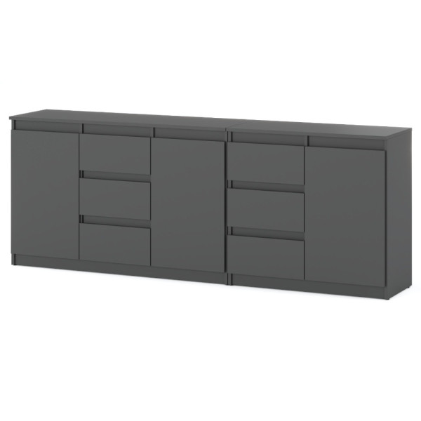 Komoda 6 szuflad pojemna szafka salon sypialnia 200cm szara 375512
