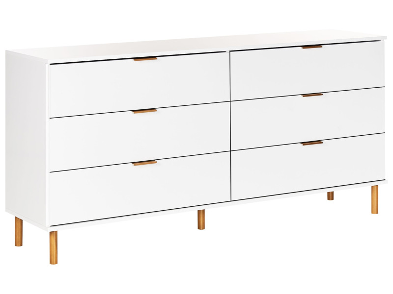 Komoda 6 szuflad złote uchwyty biała 431236