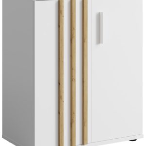 Komoda 60 cm dwudrzwiowa z lamelami TALLY biała 769335 Komoda 60 cm dwudrzwiowa z lamelami TALLY biała 769335