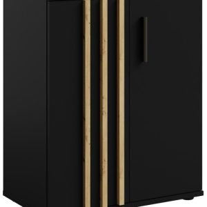 Komoda 60 cm dwudrzwiowa z lamelami TALLY czarna 769334 Komoda 60 cm dwudrzwiowa z lamelami TALLY czarna 769334