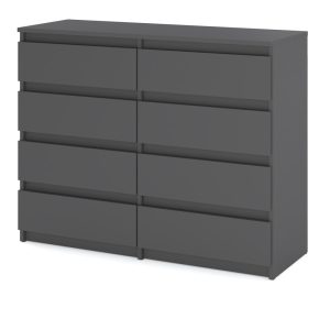 Komoda 8 szuflad 120cm szafka do salonu sypialni szara mat 376388 Komoda 8 szuflad 120cm szafka do salonu sypialni szara mat 376388