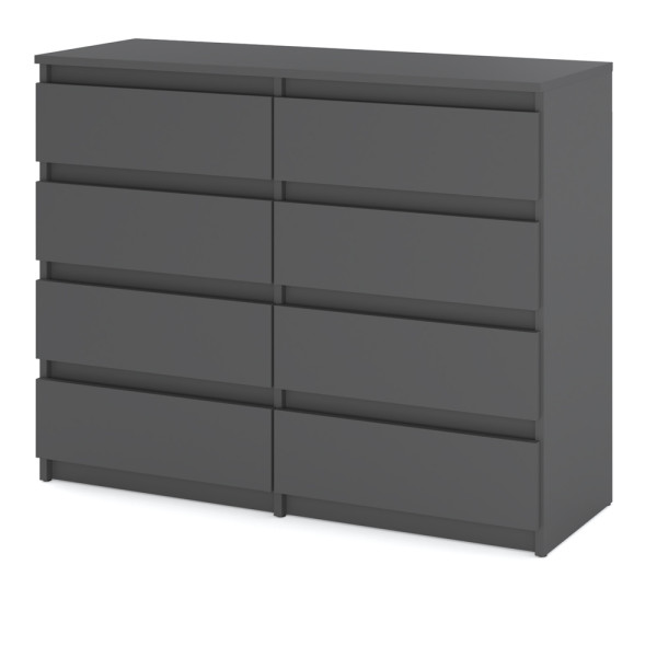 Komoda 8 szuflad 120cm szafka do salonu sypialni szara mat 376388