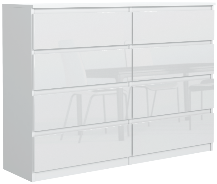 Komoda 8 szuflad 140cm biała połysk 713726