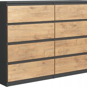 Komoda : 8 szuflad, Antracyt / dąb Lancelot, 120 x 101 x 39 cm 234820 Komoda : 8 szuflad, Antracyt / dąb Lancelot, 120 x 101 x 39 cm 234820