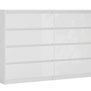Komoda : 8 szuflad, Biały Matowy / Biały Błyszczący, 138 x 101 x 39 cm 519676 Komoda : 8 szuflad, Biały Matowy / Biały Błyszczący, 138 x 101 x 39 cm 519676