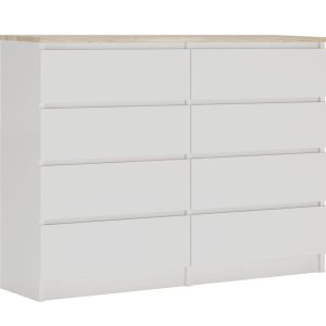 Komoda : 8 szuflad, Biały Matowy / TOP Sonoma, 120 x 101 x 39 cm 519660 Komoda : 8 szuflad, Biały Matowy / TOP Sonoma, 120 x 101 x 39 cm 519660