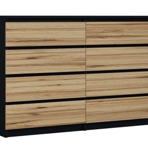 Komoda : 8 szuflad, Czarny Matowy / Dąb Wotan, 138 x 101 x 39 cm 222547 Komoda : 8 szuflad, Czarny Matowy / Dąb Wotan, 138 x 101 x 39 cm 222547