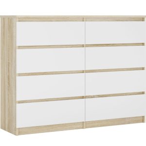 Komoda : 8 szuflad, Dąb Sonoma / Biały Matowy, 120 x 101 x 39 cm 519679 Komoda : 8 szuflad, Dąb Sonoma / Biały Matowy, 120 x 101 x 39 cm 519679