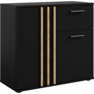 Komoda 80 cm do salonu z lamelami TALLY czarna 769539