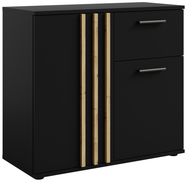 Komoda 80 cm do salonu z lamelami TALLY czarna 769539