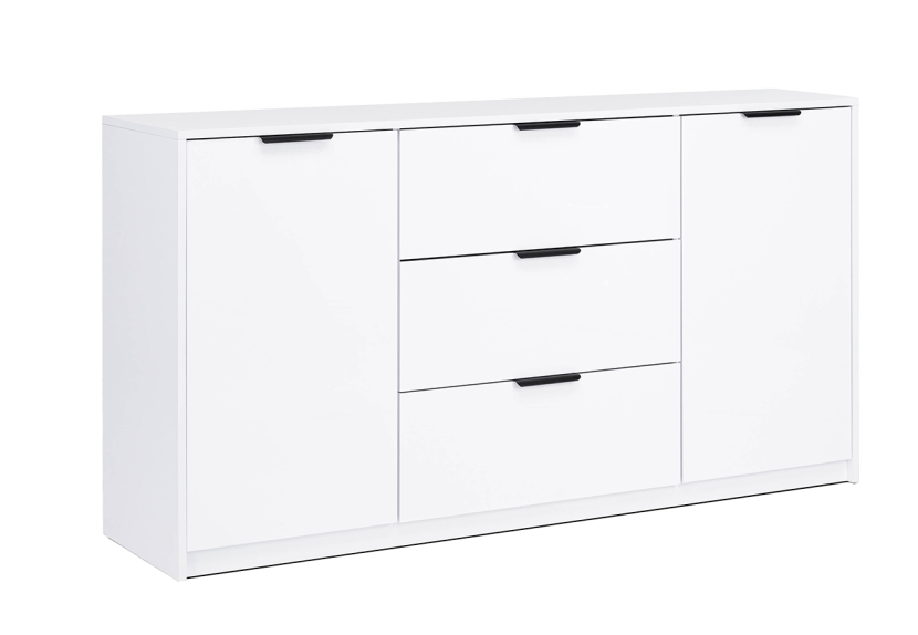 Komoda 85x160 3 szuflady 2 drzwiczki biały połysk 851536