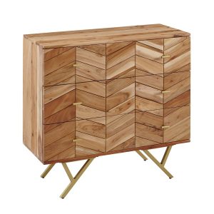 Komoda 90 cm Drewno Akacjowe Metalowa Szafka 3 Szuflady do Salonu 678721 Komoda 90 cm Drewno Akacjowe Metalowa Szafka 3 Szuflady do Salonu 678721