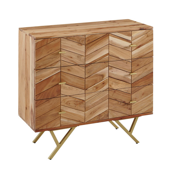 Komoda 90 cm Drewno Akacjowe Metalowa Szafka 3 Szuflady do Salonu 678721