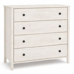 Komoda 98 cm z drewna litego 4 szuflady Prestige, kolor bielony 656146 Komoda 98 cm z drewna litego 4 szuflady Prestige, kolor bielony 656146