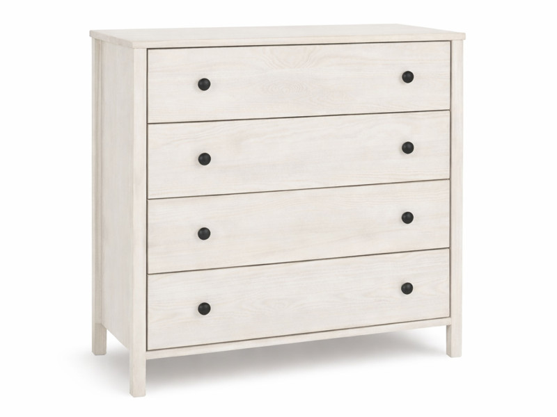 Komoda 98 cm z drewna litego 4 szuflady Prestige, kolor bielony 656146