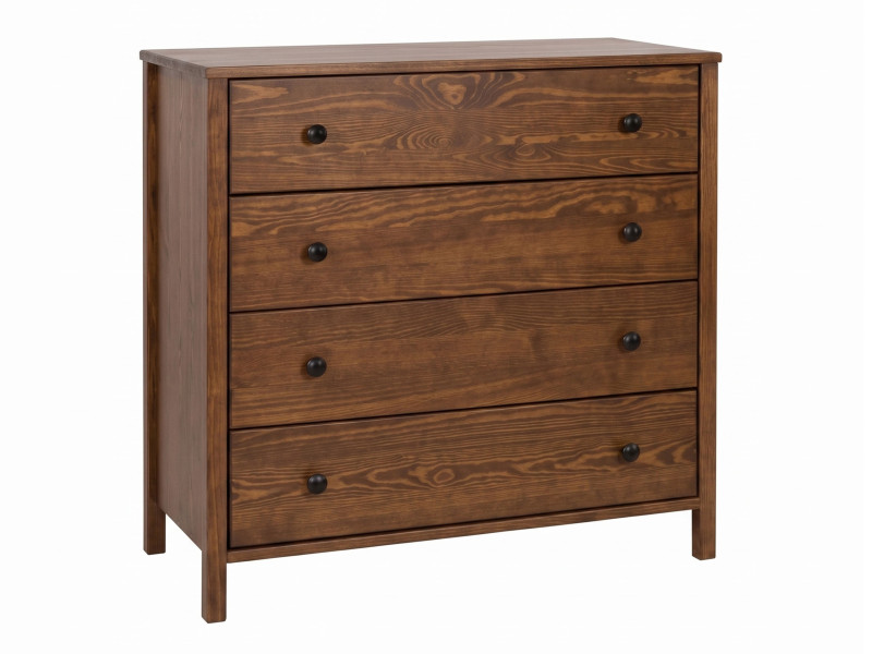 Komoda 98 cm z drewna litego 4 szuflady Prestige, kolor brązowy 656145