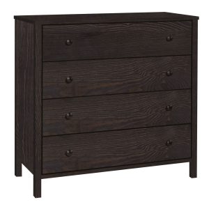 Komoda 98 cm z drewna litego 4 szuflady Prestige, kolor orzech 656149 Komoda 98 cm z drewna litego 4 szuflady Prestige, kolor orzech 656149