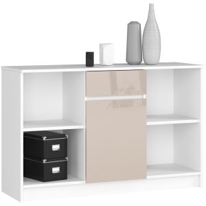 Komoda AKORD B17 Biała 120 cm Cappuccino Połysk 120x40x77 cm 302835 Komoda AKORD B17 Biała 120 cm Cappuccino Połysk 120x40x77 cm 302835