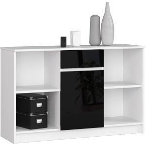 Komoda AKORD B17 Biała 120 cm Czarny Połysk 120x40x77 cm 302839 Komoda AKORD B17 Biała 120 cm Czarny Połysk 120x40x77 cm 302839