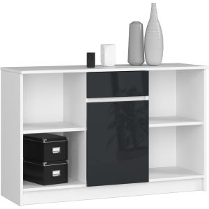 Komoda AKORD B17 Biała 120 cm Grafit Połysk 120x40x77 cm 302833 Komoda AKORD B17 Biała 120 cm Grafit Połysk 120x40x77 cm 302833