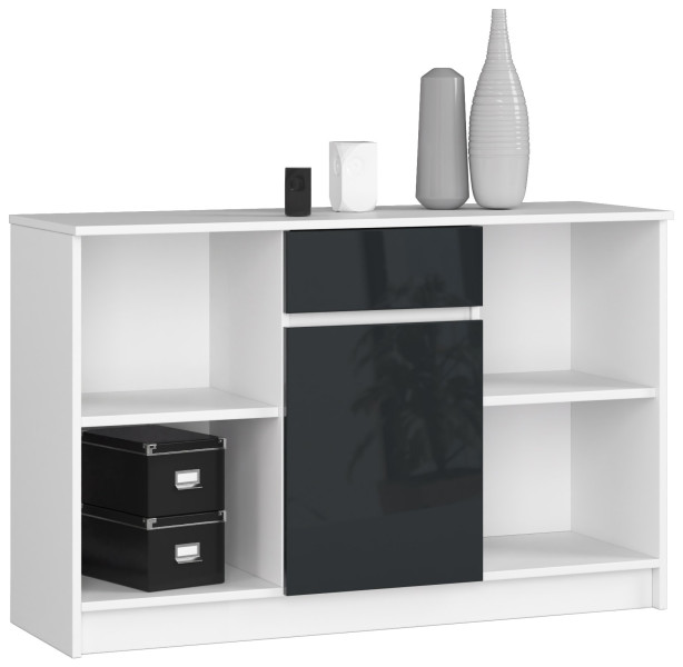 Komoda AKORD B17 Biała 120 cm Grafit Połysk 120x40x77 cm 302833