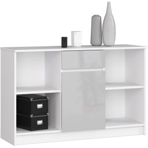 Komoda AKORD B17 Biała 120 cm Metalik Połysk 120x40x77 cm 302842 Komoda AKORD B17 Biała 120 cm Metalik Połysk 120x40x77 cm 302842