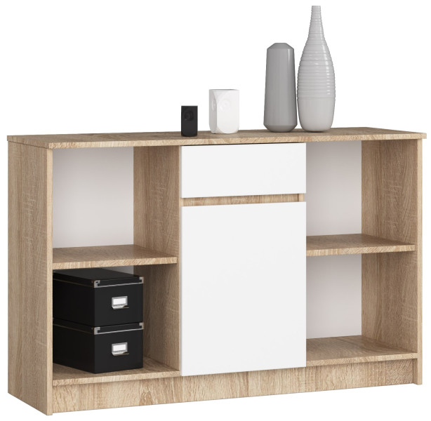 Komoda AKORD B17 Dąb Sonoma 120 cm Biały mat 120x40x77 cm 302832