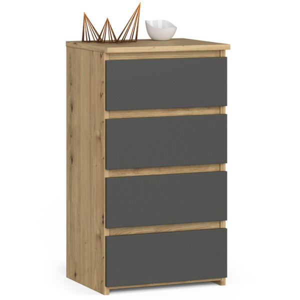Komoda AKORD CL4 Dąb Artisan, Grafit Szary mat 40x35x74 cm 301325
